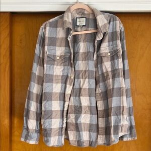 American Eagle Outfitters Men's Checkered Flannel - Blue and Tan
